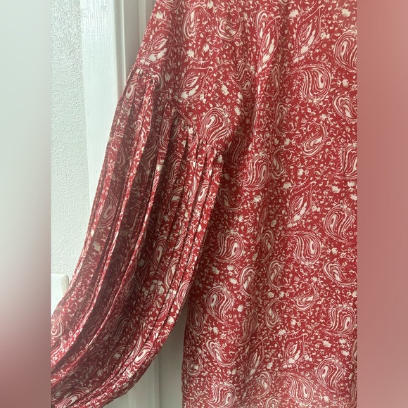 NWT! JODIFIL Paisley Print Buttoned Front Pleated Balloon Sleeve Chiffon Blouse - Picture 10 of 12